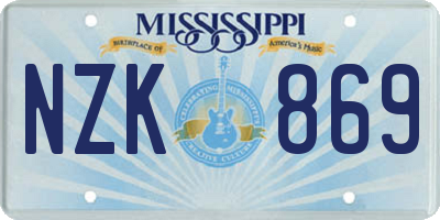MS license plate NZK869