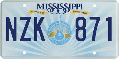 MS license plate NZK871
