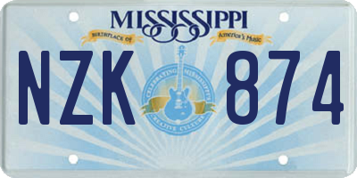 MS license plate NZK874
