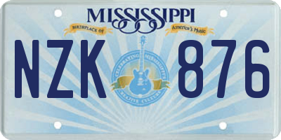 MS license plate NZK876