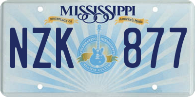 MS license plate NZK877