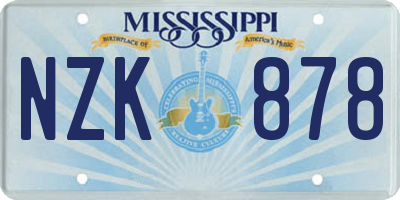 MS license plate NZK878