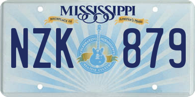 MS license plate NZK879