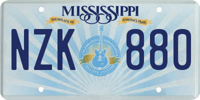 MS license plate NZK880