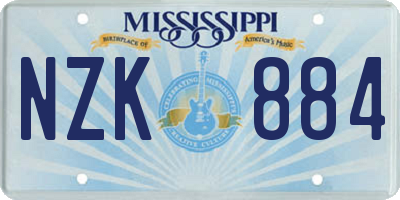 MS license plate NZK884