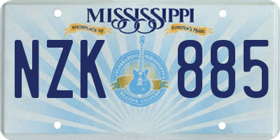 MS license plate NZK885