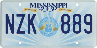 MS license plate NZK889