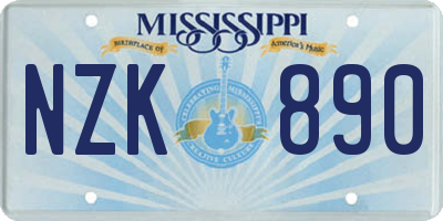 MS license plate NZK890