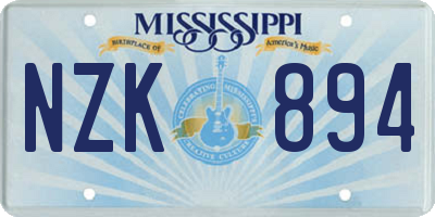 MS license plate NZK894