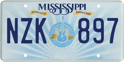 MS license plate NZK897
