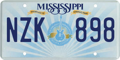 MS license plate NZK898