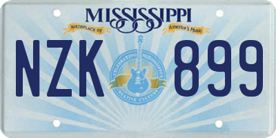 MS license plate NZK899