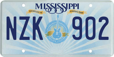 MS license plate NZK902