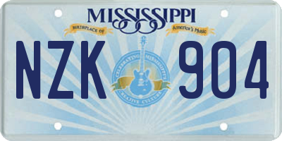 MS license plate NZK904