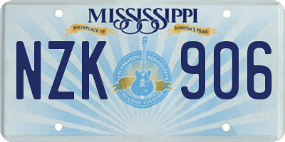 MS license plate NZK906