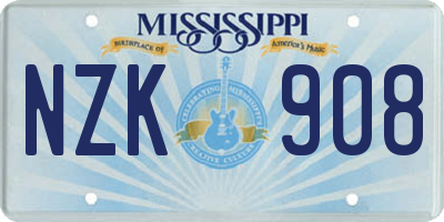 MS license plate NZK908