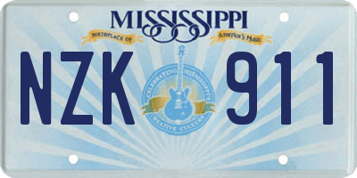MS license plate NZK911