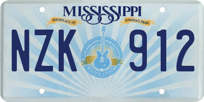 MS license plate NZK912