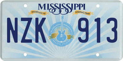 MS license plate NZK913