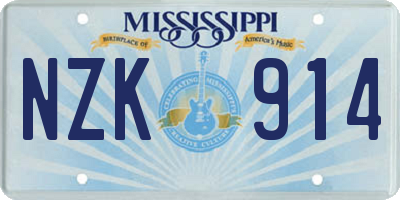 MS license plate NZK914