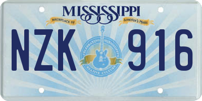MS license plate NZK916