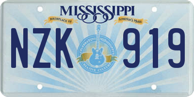MS license plate NZK919