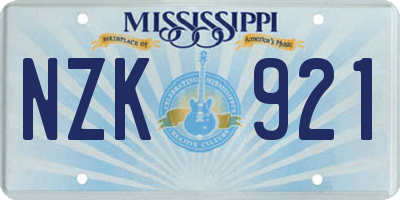MS license plate NZK921