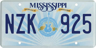 MS license plate NZK925