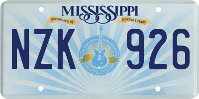 MS license plate NZK926