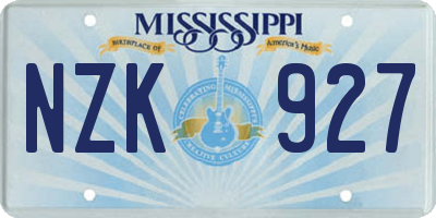 MS license plate NZK927