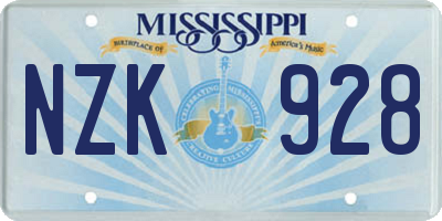 MS license plate NZK928