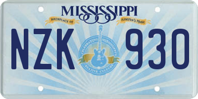 MS license plate NZK930