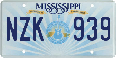 MS license plate NZK939