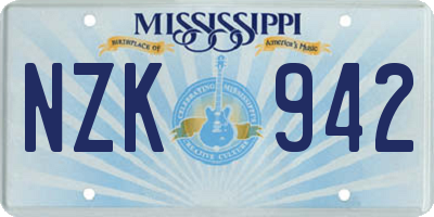 MS license plate NZK942