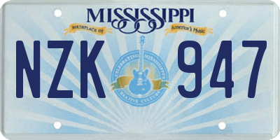 MS license plate NZK947