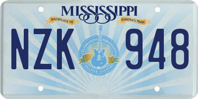 MS license plate NZK948