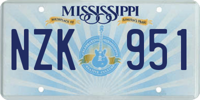 MS license plate NZK951