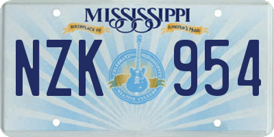 MS license plate NZK954