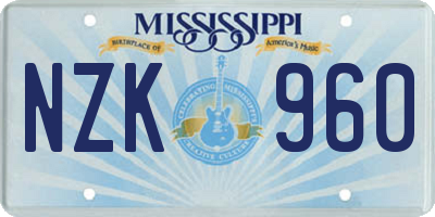 MS license plate NZK960