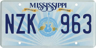MS license plate NZK963