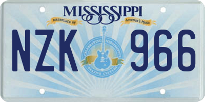 MS license plate NZK966