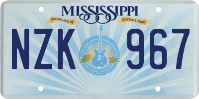 MS license plate NZK967