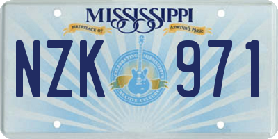 MS license plate NZK971