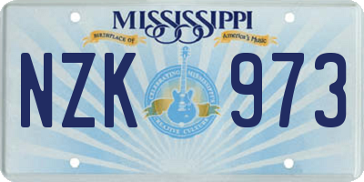 MS license plate NZK973