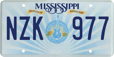 MS license plate NZK977
