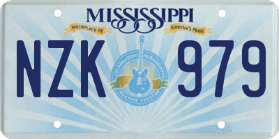 MS license plate NZK979