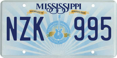 MS license plate NZK995