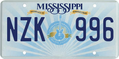 MS license plate NZK996