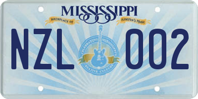 MS license plate NZL002