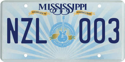 MS license plate NZL003